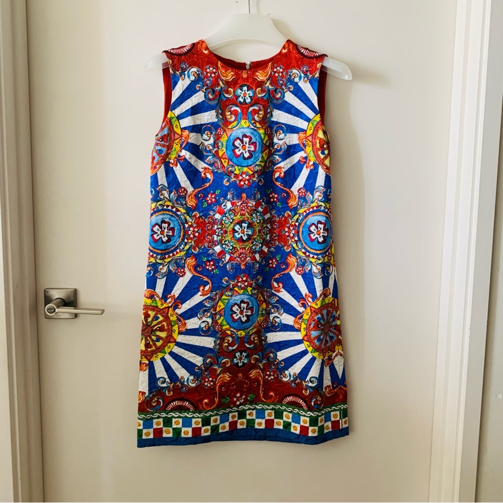 Dolce & Gabbana Majolica Print Mini Dress Size 36 XS Multicolor Sicily Italy - Picture 4 of 11